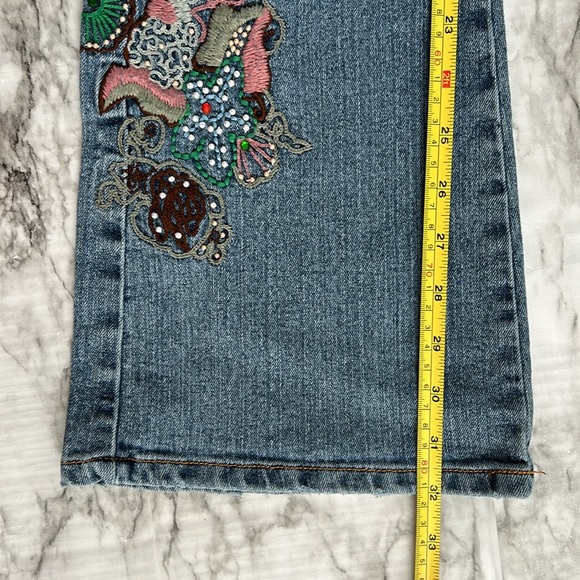 Zana Di Jeans | juniors sizing 3 low rise Y2K 90s flare jeans embroidered pearls - Picture 16 of 16